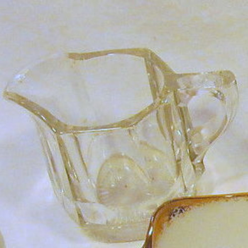 vintage thick heavy pressed glass creamer small pitcher clear